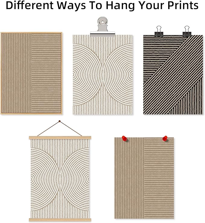 Boho Modern Wall Art Pictures Neutral Abstract Canvas Wall Decor Minimalist Line Wall Art Beige Brown Black Poster Mid Century Painting Artwork for Living Room Bedroom 24x36 Inch Unframed Set of 3