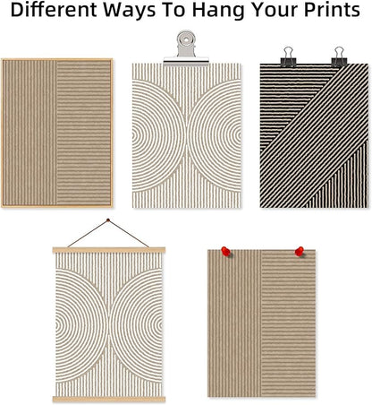 Boho Modern Wall Art Pictures Neutral Abstract Canvas Wall Decor Minimalist Line Wall Art Beige Brown Black Poster Mid Century Painting Artwork for Living Room Bedroom 24x36 Inch Unframed Set of 3