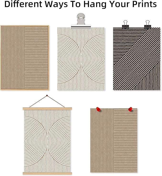 Boho Modern Wall Art Pictures Neutral Abstract Canvas Wall Decor Minimalist Line Wall Art Beige Brown Black Poster Mid Century Painting Artwork for Living Room Bedroom 12x16 Inch Unframed Set of 3