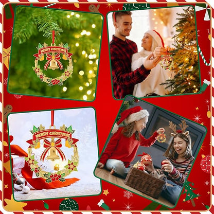 Christmas Wreath Ornaments 2025 for Holiday Party Decor, Metal Ornament for Home, Xmas Gift Cute Tree Decorations