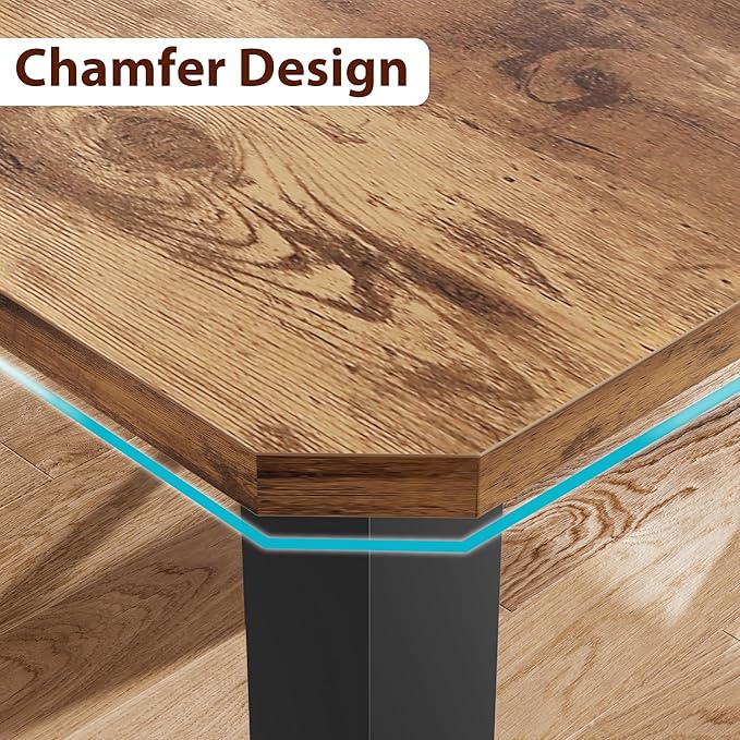 IDEALHOUSE 78.7" Long Rectangle Dining Table for 6-8 People, Industrial Wood Dinner Table (Only Table) (Retro)