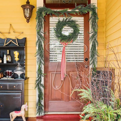 2 Pack Artificial Christmas Garland Decoration 5.9 Ft Norfolk Pine Garland Winter Garland for Fireplace Stairs Cabinet Home Table Outdoor Decor