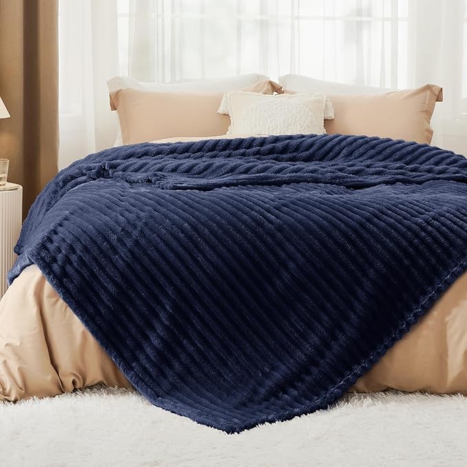 Bedsure GentleSoft Blue Fleece Blanket for - Cozy Soft Blankets for Women, Cute Small Throws for Girls, 90x90 Inches