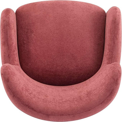 Christopher Knight Home Auden Low Profile Wingback Accent Chair, Fabric Club Chair, Velvet Upholstered Armchair, Curved Backrest Single Sofa, Soft Reading Lounge Chair for Living Room, Smoky Red