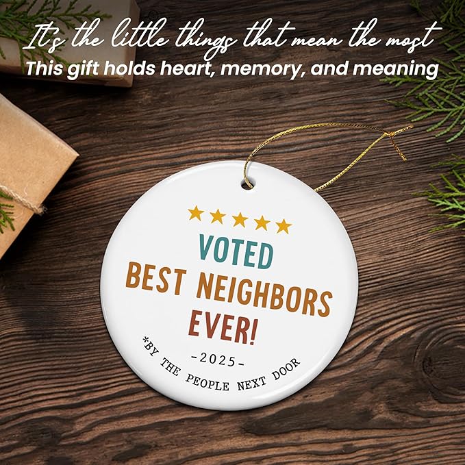 Christmas Best Neighbor Gifts for Women - Ceramic Christmas Ornaments 2025 - Friendship Gifts for Neighbors, Hello Neighbor Friends Ornament, Stocking Stuffers for The Neighborhood