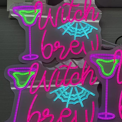 Witch Brew Neon Sign, Witches LED Light, Halloween Neon Sign, Gothic Decor Sign, Horror Decor Sign for Room Halloween Party Musical Led Sign for Wall Art Decor Gifts for Witch Fans Lovers