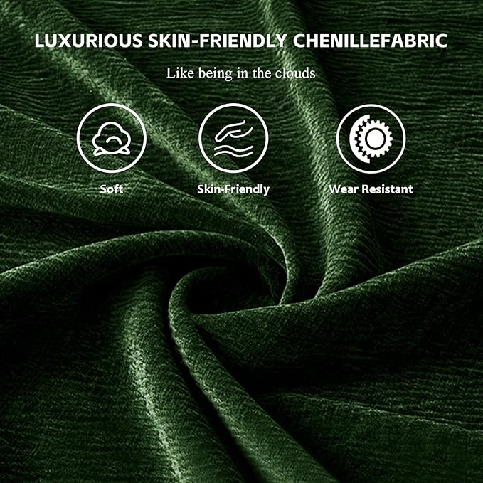 SoarFlash Chenille Sectional Sofa, Comfy L Shaped Modular Coush Sofa with Ottoman, Modern 3 Seat Couch Deep Seat Sofa Set for Living Room,Green