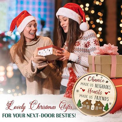 Christmas Neighbor Gifts for Friends - Wooden Christmas Ornaments 2025 for Tree Decorations - Gifts for Neighbors Friends BFF Bestie Women Men, Neighbor Ornaments, Awesome Neighbor Gift