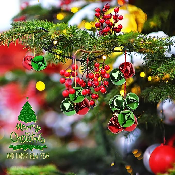 Augshy 200 Pieces Jingle Bells 3/5Inch Craft Bell Bulk for Christmas Home and Pet Decorations Xmas Decor Party Favors Supplies (Red and Green)
