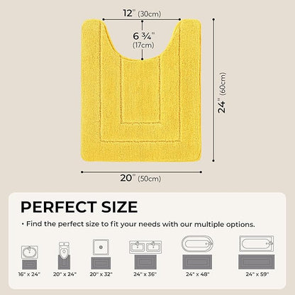 GRANNY SAYS Bathroom Toilet Rugs U Shaped, Bath Mats for Bathroom, Bath Rugs Non Slip Washable, Absorbent Microfiber Toilet Mat, Soft Plush Shaggy, 20" x 24", Yellow