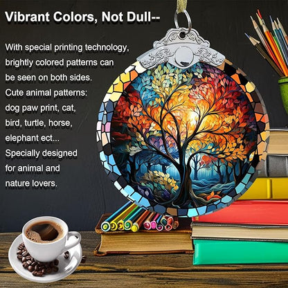 Aestas Tree of Life Crystal Glass 3" Hanging Ornament - Christmas Decor Gift & Holiday Keepsake Present Idea