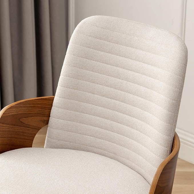 Dining Room Chairs Set of 2,Mid Century Modern Kitchen Chairs,Upholstered Beige Fabric Chairs,Metal Legs Wooden Desk Chairs Armless and No Wheels for Kitchen Dining Living Room