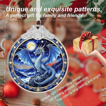 Dragon Ornament Crystal Glass with Gift Box, Christmas Ornaments Dragon Gifts for Girls Boys Women Men, Hanging Ornament for Christmas Tree Decorations, Holiday Keepsake Present Exchange Ideas -02