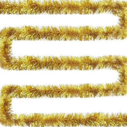 Jishi 50 FT Christmas Garland Gold Tinsel Garland Christmas Tree Decorations - Non-Lit Xmas Holiday Decor Outdoor Indoor Home Garden Outside Wedding Party Artificial Thick Gold Decorative Garland