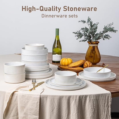 GBHOME 7.5'' Stoneware Pasta Bowls, Serving Bowls Set of 6 for Kitchen, Double Reactive Glaze Bowls for Fruit,Pasta,Salad,Oatmeal,Meal, Microwave Safe (6 pcs)