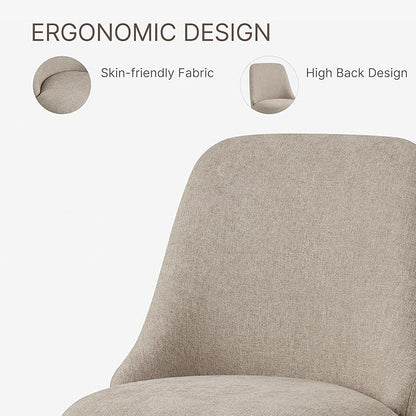 Swivel Dining Chair Mid Century Modern DeskChair High Back Upholstered Linen Fabric SideChair for Kitchen Diningroom Bedroom,Khaki,4 Box