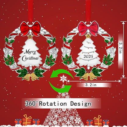 Christmas Ornament 2025 for Christmas Tree Decorations,2025 Christmas Wreath Ornament with Christmas Tree for Holiday Decorative
