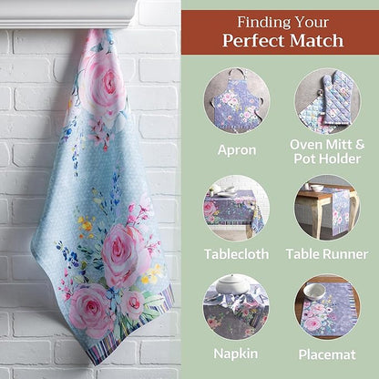 Maison d'Hermine Cotton Dish Towels Absorbent Kitchen Towels Sweet Rose Lavender Set of 3 Spring Summer