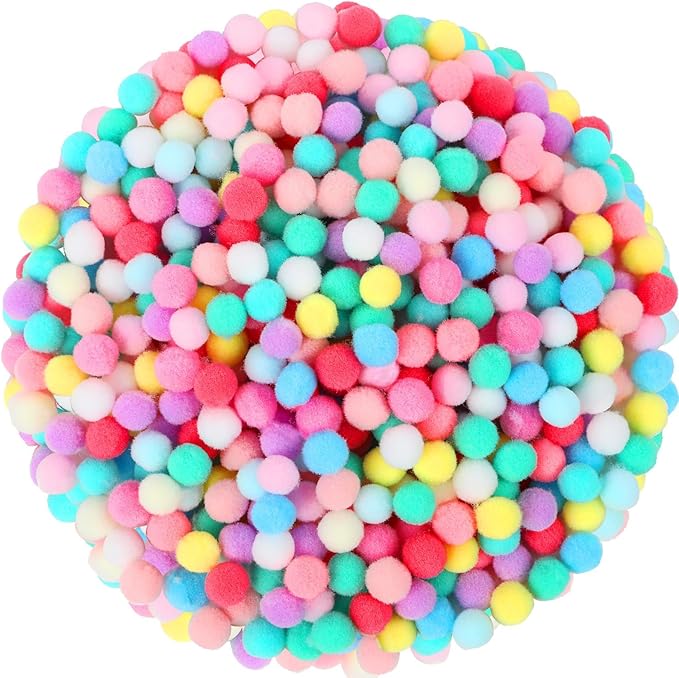 SEPGLITTER Pom Poms Balls, 1000 Pieces 1 cm Pastel Pom Poms for Holiday Crafts Making DIY Miniature Decorations Accessories