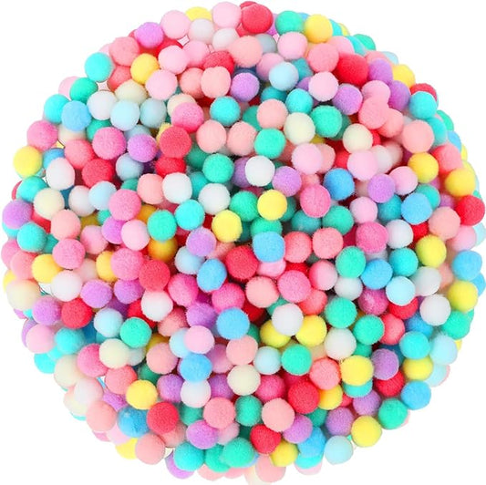 SEPGLITTER Pom Poms Balls, 1000 Pieces 1 cm Pastel Pom Poms for Holiday Crafts Making DIY Miniature Decorations Accessories
