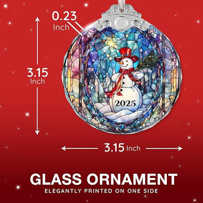 Snowman Christmas Ornaments - Stained Glass Decor for The Christmas Tree, Unique 2025 Snowman Ornament, Perfect Xmas Decorations for Festive Season, Crystal Snowmen Highlight for Ornament Collectors