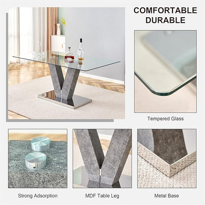 Glass Dining Table for 6-8 People, 71" Kitchen Table Dinner Table, Tempered Glass Top and MDF Base, Dining Table Ideal for Living Room Office