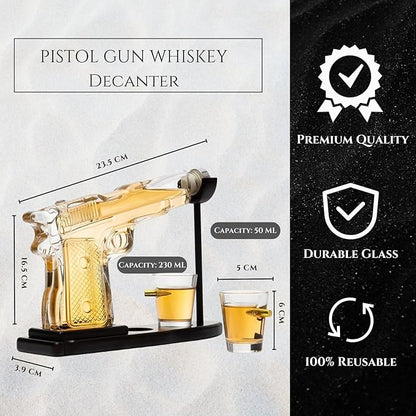 Gifts for Men Dad, 10.1 Oz Whiskey Gun Decanter Set + 2 Bullet Glasses - Unique Birthday Pistol Gift Ideas Daughter Son, Personalized Liquor Dispenser - Scotch Bourbon Vodka, Him, Brother Husband