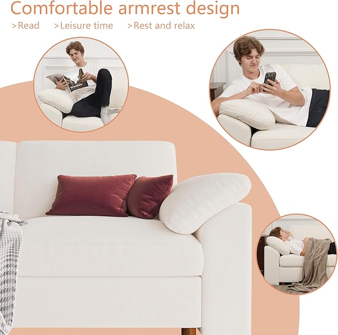 EASE MOOSE Modular Sectional Couch,Chenille Large L Shape Sectional Sofa Modern Luxury Deep seat Modular Sofa Removable and Washable,White