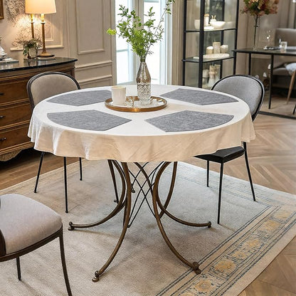 Homaxy Round Table Placemats Set of 6, Washable Wedge Shaped Faux Leather Table Mats, Wipeable Kitchen Dinner Place Mats for Indoor Outdoor, Black & White