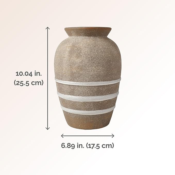 Mikasa Textured Stripe Ceramic Vase, 6.89x6.89x10.04