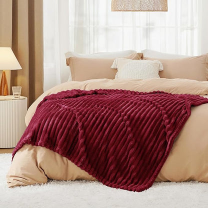 Bedsure GentleSoft Deep Red Fleece Blanket for - Cozy Soft Blankets for Women, Cute Small Throws for Girls, 50x70 Inches