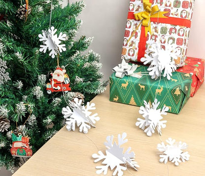 GuassLee Winter Wonderland Frozen Party Decorations - White 12pcs Hanging 3D Paper Snowflakes and Snowflake Garland for Christmas Birthday Parties