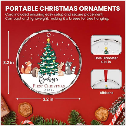 Baby's First Christmas Ornaments 2025 - Glass Ornaments for Tree Xmas Decorations - New Parents Gifts for Couples, Baby First Christmas Decorations, Mom and Dad Gifts for New Parents Couples