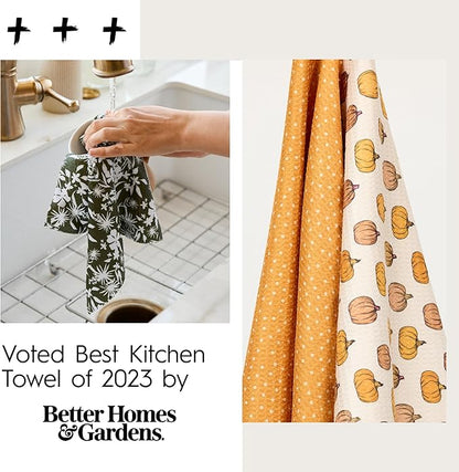 GEOMETRY Fall Kitchen Towels Quick Dry Microfiber Premium Towel Harvest Hues 2 Pack Set 18x30
