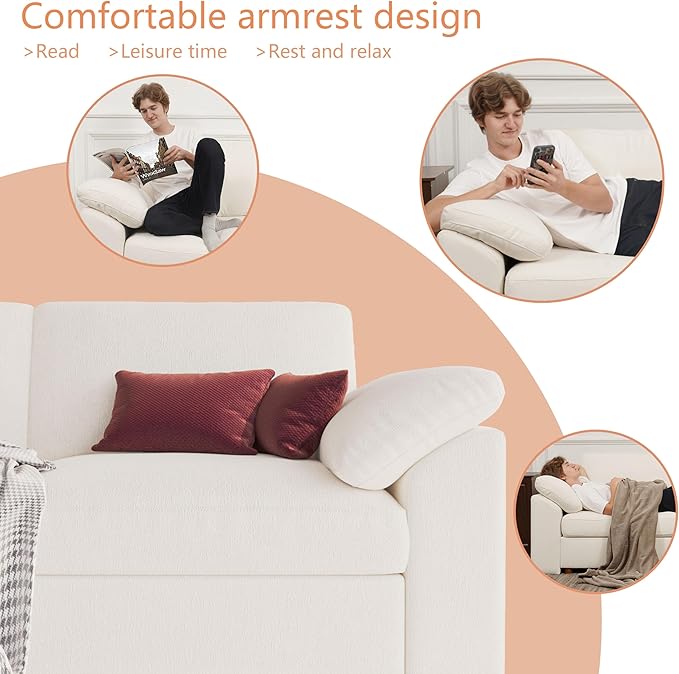 EASE MOOSE Extra Large Modular Sectional Sofa, Modern Oversized L Shape Sectional Couch,Comfty Deep Seat Chenille Modular Sofa with Ottoman,White