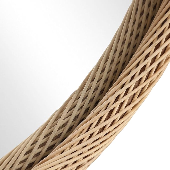 LuxenHome Rattan Bathroom Mirror, 30-Inch Large Bamboo Framed Round Wall Mirror, Rustic Farmhouse Handmade Accent for Bathroom, Bedroom, Entryway, Living Room, Nursery Home Decor Mirrors