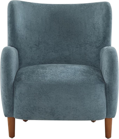 Christopher Knight Home Dolly Mid-Century Modern Velvet Upholstered Wingback Club Chair, Living Room Lounge Chair for Relaxation, Reading Armchair, Solid Wood Living Room Accent Chair, Aqua Blue+Brown