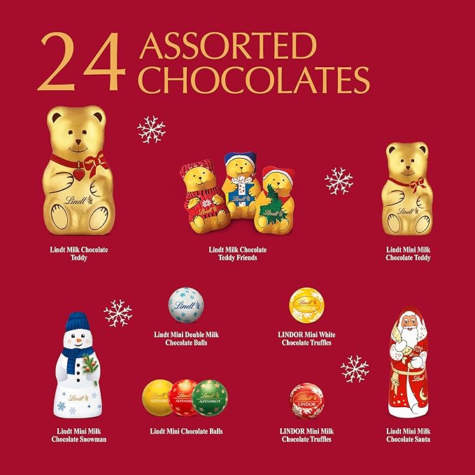 Lindt TEDDY Sleigh Assorted Chocolate Advent Calendar, Box of Assorted Chocolates, 9.3 oz. Box