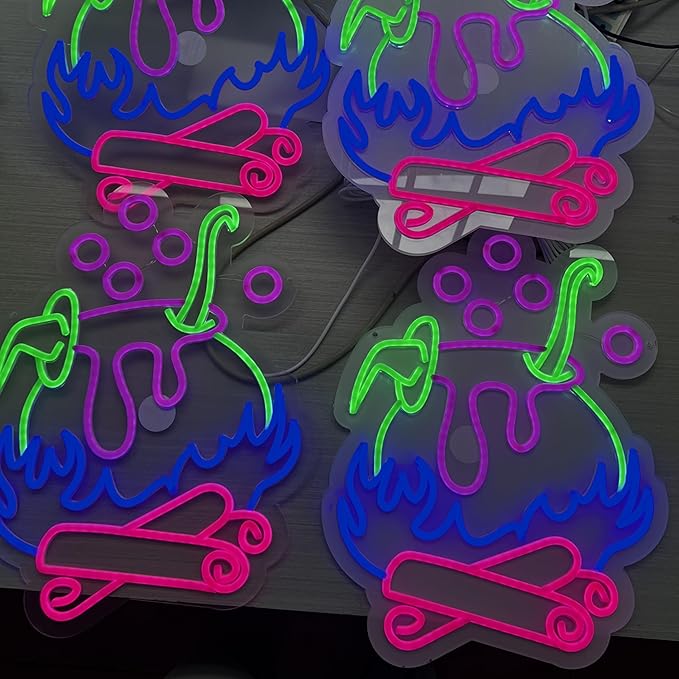 "Witch Brew" Cauldron Neon Sign - Spooky LED Cauldron Wall Art, Spooky Halloween, Witch's Brew Led Sign, Witch Pot Neon Light for Halloween Led Sign Halloween Decorations Party Decor Home Bar