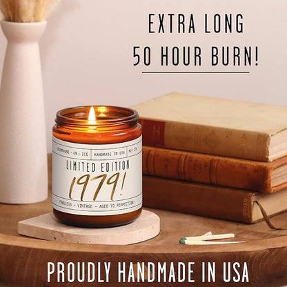 46th Birthday Gifts for Women - 'Limited Edition 1979' Soy Candle, w/Champagne on Ice I 46 Birthday Gifts for Women I 46th Gift for Her Ideas I 9oz Reusable Jar, 50Hr Burn, Made in USA