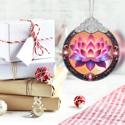 Christmas Ornament, 2025 Ornaments for Christmas Tree, Stained Glass Hanging Ornament, Holiday Ornaments, Unique Gift Idea - Lotus
