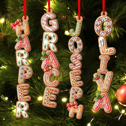 Personalized Christmas Name Letter Ornament 2025, Family Name Ornaments 2025, Personalized Christmas Stocking Tag, Initial Alphabet Monogram, Kids Name Family Letter, Xmas Tree Decor 6