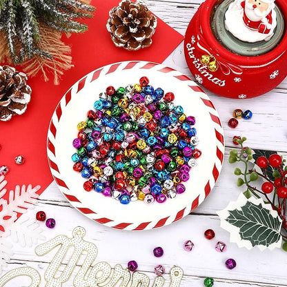 Augshy 120 PCS Jingle Bells for Crafts,3/5 Inch Small Bells for Crafting DIY Christmas Decor Multi-Color Metal Bells for Holiday Tree Decorations Party Jewelry Pet Accessories