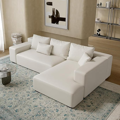 Acanva Modern Oversized Modular L Shaped Sectional Sofa Set for Living Room, Minimalist Style Comfy 4-Seat Corner Couch, Right Chaise, Vegan Leather