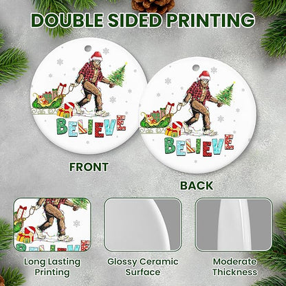 OASSIE Bigfoot Christmas Ornaments Gifts for Men Women - Ceramic Sasquatch Christmas Decorations 2025 - Big Foot Birthday Gifts for Friends, Stocking Stuffers for Men Women, White Elephant Gift Ideas