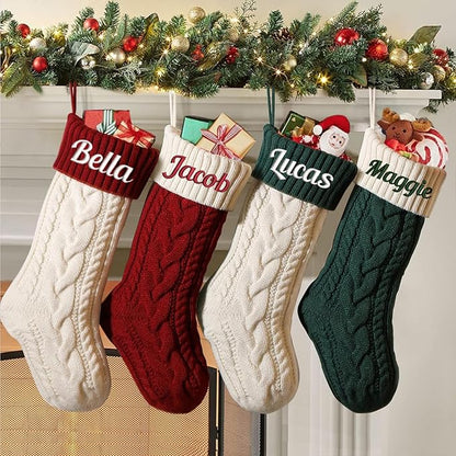 Christmas Stockings Personalized Custom Stockings Christmas Traditional Large Knitted Christmas Stocking for Family Vintage Christmas Decoration (6pcs)