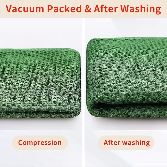 Homaxy 100% Cotton Kitchen Towels and Dishcloths Set, 12 x 12 Inches and 13 x 28 Inches, Set of 12 Bulk Kitchen Towels Set, Ultra Soft Absorbent Dish Cloths for Washing Dishes, Grass Green