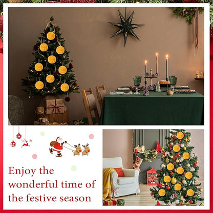 12Pcs Furry Christmas Ball Ornament for Xmas Tree Yellow Soft Faux Fur Pom Pom Ball Ornaments Christmas Tree Hanging Decorations for Winter Party Home Decor Costume Supplies