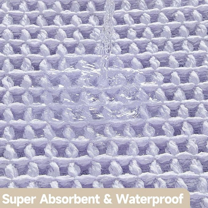 Waffle Runner Rug Bathroom, Boho Bathroom Rugs Non Slip Washable Long Super Absorbent Quick Dry Cute Bath Mat Farmhouse Bath Mat, 72''x24'' Lavender Cream