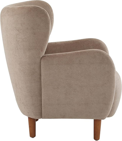 Christopher Knight Home Dolly Mid-Century Modern Velvet Upholstered Wingback Club Chair, Living Room Lounge Chair for Relaxation, Reading Armchair, Solid Wood Living Room Accent Chair, Camel+Brown